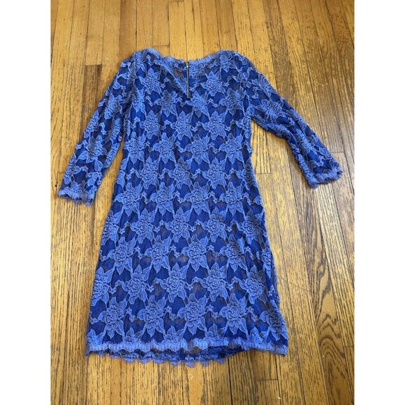 Rebecca Taylor Dress Womens Blue/Purple Mini Lace Retro Modern Size 6 - Picture 4 of 5